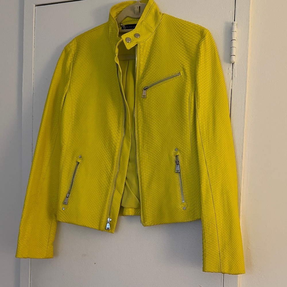 Ralph Lauren Vintage Authentic Python Skin Yellow Leather Jacket - rare